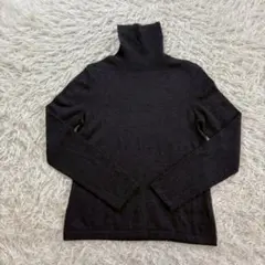 LANDS'END シルクカシミヤ混　タートルネック セーター　ダークグレー