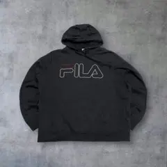 M*t様 FILA 刺繍ロゴ パーカー プルオーバー フーディ スウェット 黒X