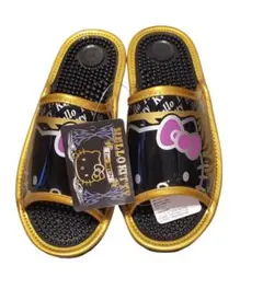 ハローキティ 健康サンダル ブラック ゴールド Mサイズ