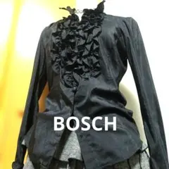 BOSCH 黒フリル丸ボタンブラウス フェアリーグランジ 姫系 ダークコアY2Kのサムネイル