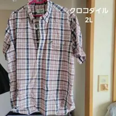 Crocodile チェック柄 半袖シャツ 2L