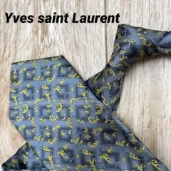 ✨極美品✨Yves saint Laurent ネクタイ 植物 刺繍 紺 シルク
