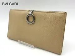 極美品✨ ブルガリ BVLGARI 長財布 ロゴクリップ ベージュ レザー