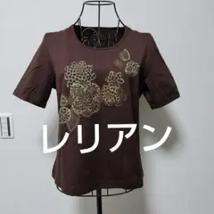 レリアン ブラウン 花柄モチーフ 半袖Tシャツ 11サイズのサムネイル