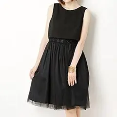 美品ketty違素材チュールワンピースドレス　ブラックフォーマル　結婚式のサムネイル
