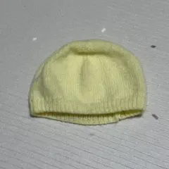淡い黄色のベビー用ニット帽　38-40新生児-3ヶ月くらい