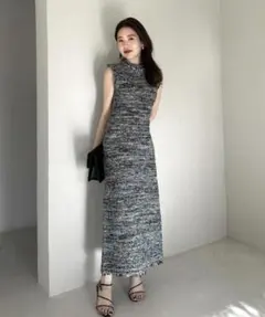 美品❤️ anuans ブラッシュツイードニットワンピース