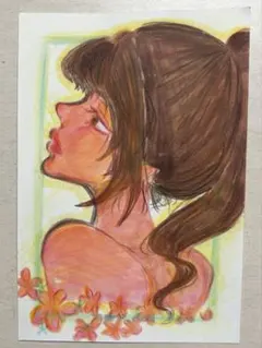 手描き　イラスト　女の子