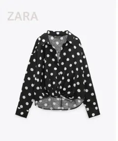 【美品】ZARA ザラ　ドット柄リネンブレンド シャツ　カシュクール　XS
