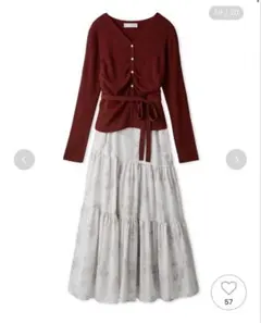 セルフォード　ティアードワンピース＆カーディガンセット