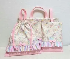 ハンドメイド レッスンバック 体操服袋 上履き入れ 可愛いユニコーン