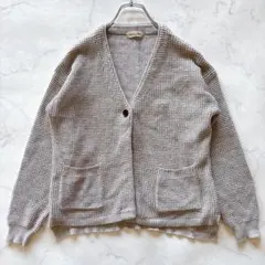 極美品 サマンサモスモス レーヨン　ワッフル編み カーディガン グレー F