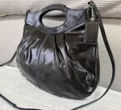 COACH 2wayバッグ エナメル クロスボディ ブラック ショルダー