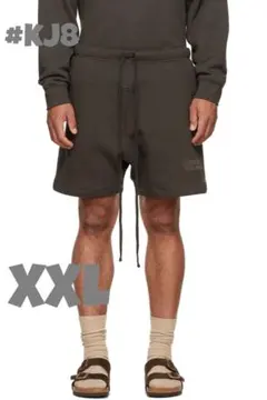 エッセンシャルズ オフ ブラック スウェット ハーフ パンツ XXL