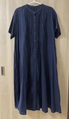 Istana　イスターナ　シャツワンピース 半袖 ネイビー