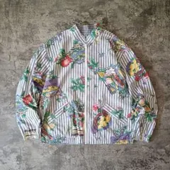 90s teddi リバーシブル スタンドカラー ブルゾン フルーツ チェック