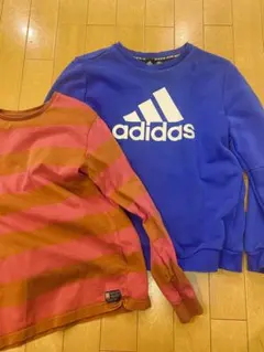 adidas トレーナー 青 10歳 + nextストライプロンT 140cm