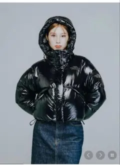 M⭐光沢⭐グロッシーショートダウン⭐ザノースフェイス⭐レディース⭐ブラック　黒