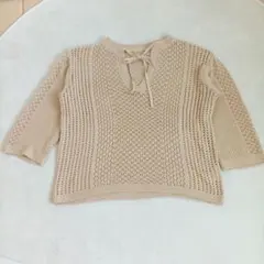 LOWRYS FARM ベージュ2WAY メッシュ ニット 長袖