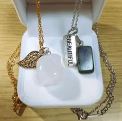 【☆超お得☆２本!!】クリスタルクォーツ＆マラカイト☆ペンダントセット