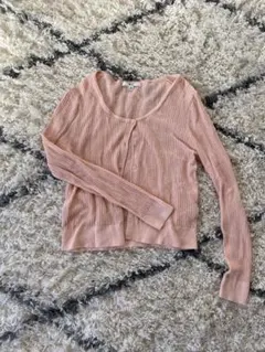 UNIQLO リブ編み ピンク カーディガン M