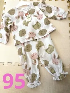 値下げ　ルームウェア 動物　ベビー　パジャマ 95 ピンク　タグ付き　フリル