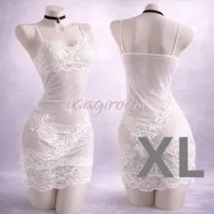 セクシーランジェリー ベビードール ホワイト シアー レース キャミソール XL