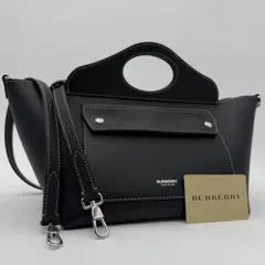 美品　バーバリー　レザー　2way ソフトポケット　ショルダーバッグ　ブラック