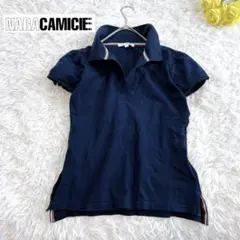 【ナラカミーチェ】ポロシャツ　カットソー　半袖トップス　紺 ロゴ刺繍 ゴルフのサムネイル