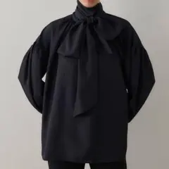 ウィムガゼット　シルキーボウタイブラウス　ビッグリボン　シャツ　ブラックのサムネイル