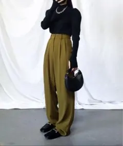 ハイウエストカラータックスラックス