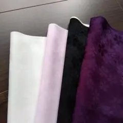 花柄生地4枚セット（白・ピンク・黒・紫）つまみ細工　ハンドメイド