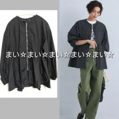 ボリュームスリーブ　エアリーブルゾン　ネイビー