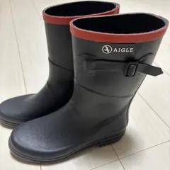 AIGLE】エーグル レインブーツ 長靴 ブラック×レッド サイズ35