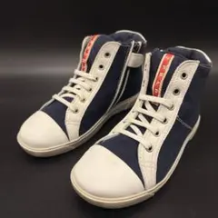 PRADA プラダ キッズ ロゴ キャンバス ハイカット スニーカー 29