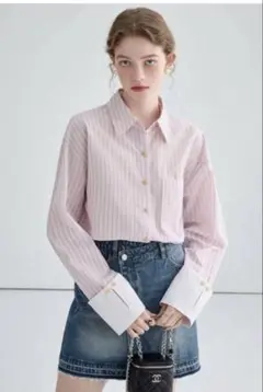 CHIC and THINGS ピンクストライプシャツ