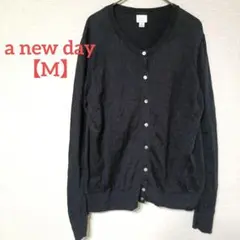a new day【M】カーディガン ブラック コットン100% 薄手 長袖