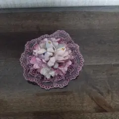 ピンク系 布製コサージュ 約8cm