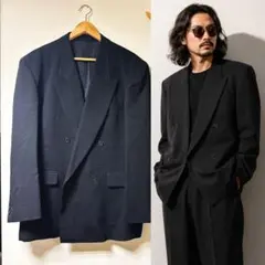 美品 90s ダブル ヴィンテージスーツ L 青 セットアップ JUN MEN