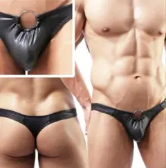 男性下着 Tバックタイプ 男性用Tバック リングレザーテイストメンズインナ