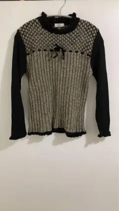 BiBa ドット柄フリル長袖ニット