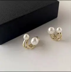 A247 ダブルパールピアス　KC金コーティング　上品　華やか　結婚式　卒業式