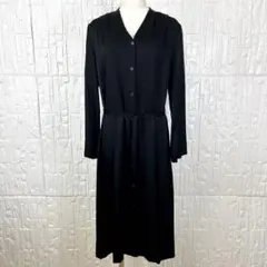 ユニクロ ブラック ワンピース L レーヨン100 上品シック✨　【1484】