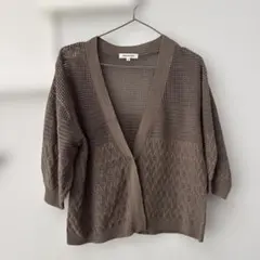 NATURAL BEAUTY BASIC 半袖カーディガン M ブラウン