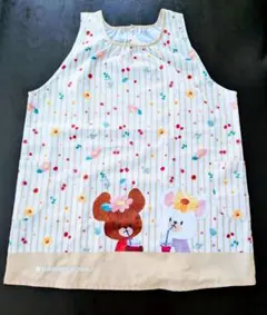 くまのがっこうエプロン ストライプ花柄 学研 ジャッキー