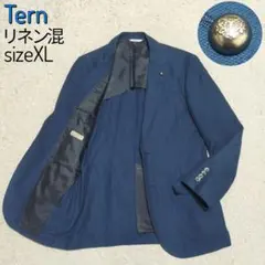 【大人ビジカジ】Tern・ジャケット・ピンバッチ・リネン・ネイビーブルー・XL