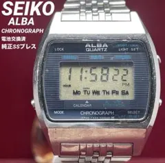 ★純正ブレス 電池交換済 SEIKO ALBA セイコー デジタル クロノグラフのサムネイル