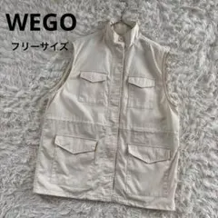 ウィゴー　WEGO スタンドネックミリタリーベスト　ジレ　ベスト　F アイボリーのサムネイル