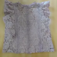 GRL 総レース ノースリーブ ブラウス フリル ピンク ベージュ