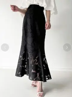 JUNOAH シアージャガードレースアップマーメイドスカート